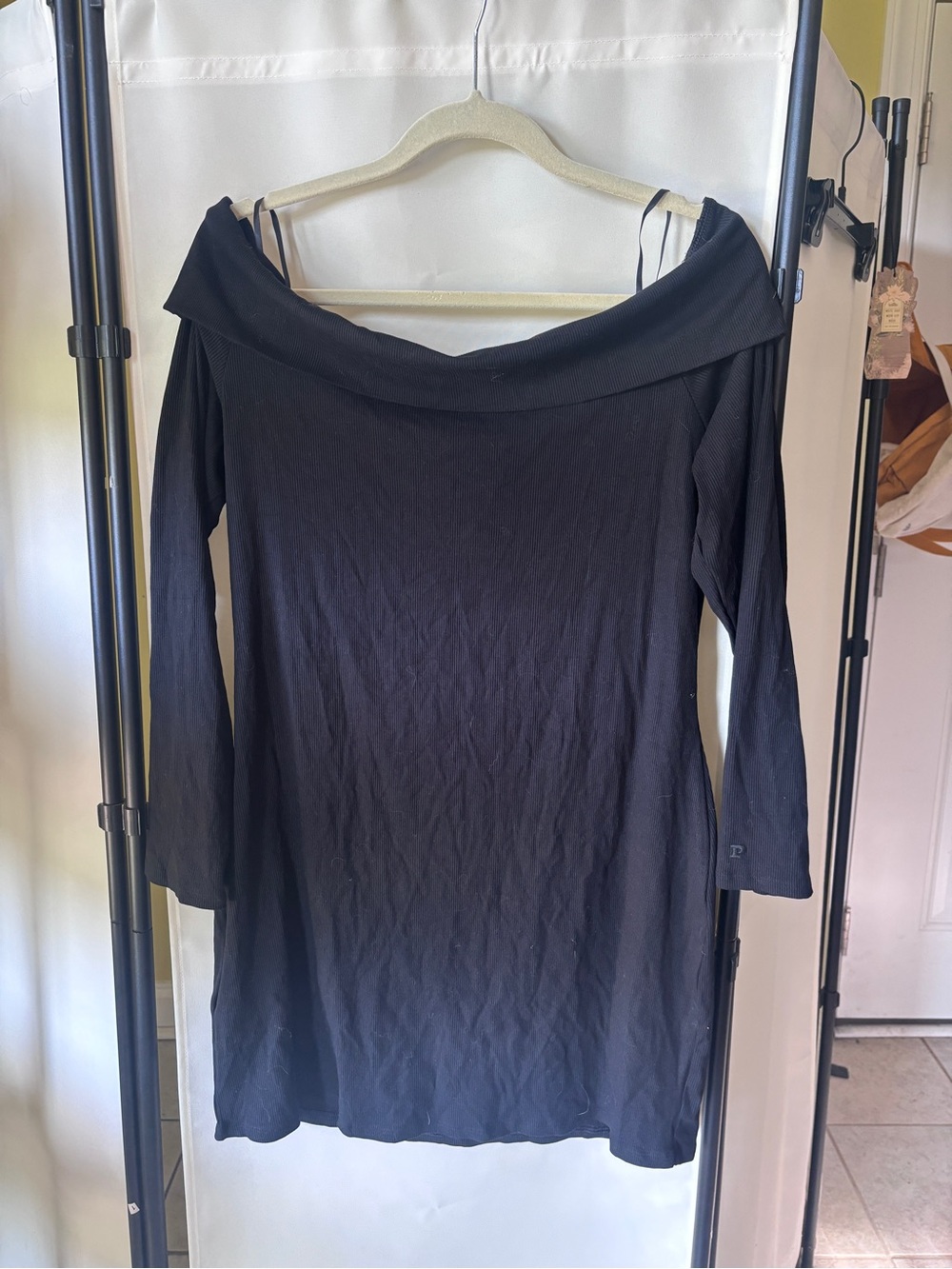 PINK Victoria's Secret Off-Shoulder Black Long Sleeve Dress
